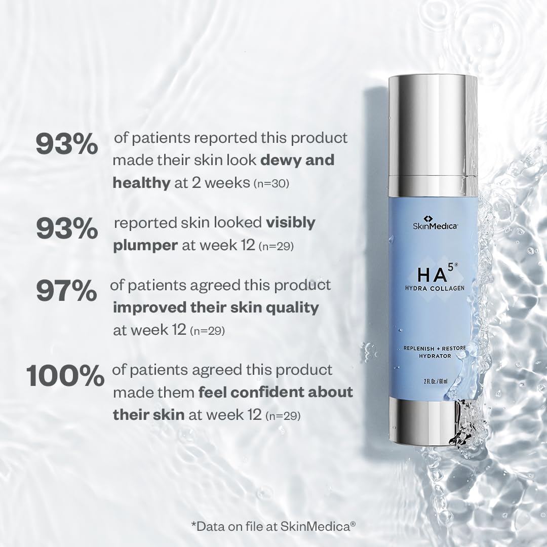 SkinMedica HA5 Hydra Collagen Replenish + Restore Hydrator – Next-Gen HA5 With 2X More Hyaluronic Acid. Enhanced for Instant Hydration & Smoothness to Restore Skin’s Hydration Reservoir, 2 Oz