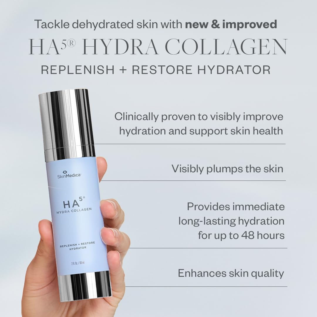 SkinMedica HA5 Hydra Collagen Replenish + Restore Hydrator – Next-Gen HA5 With 2X More Hyaluronic Acid. Enhanced for Instant Hydration & Smoothness to Restore Skin’s Hydration Reservoir, 2 Oz